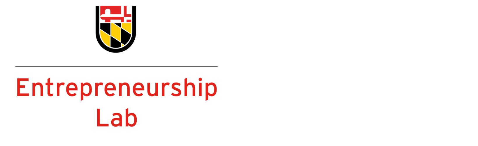 Logo with a red and yellow shield icon next to the text 'Entrepreneurship Lab' in red. 'University of Maryland' appears above in black, symbolizing HR Geckos' achievement in the 2023 U.S. Early Stage Growth Cohort.